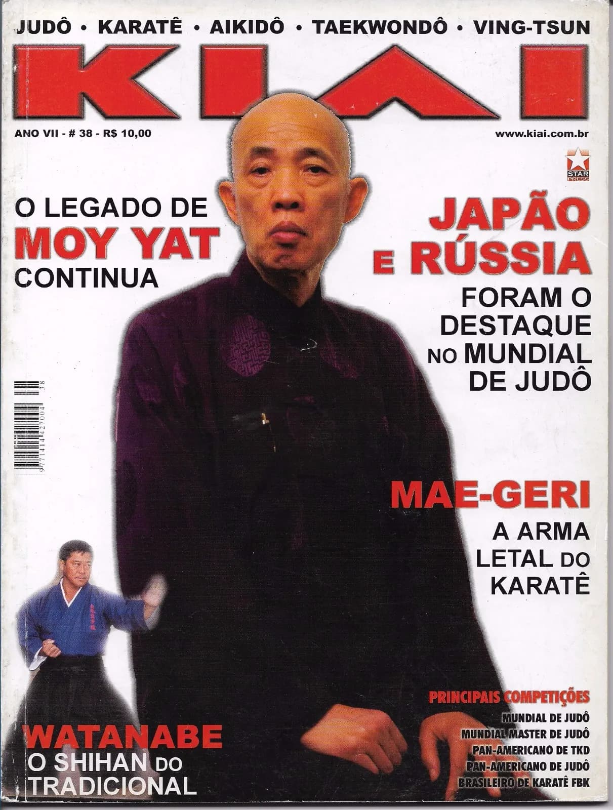 Capa da revista Kiai, ano VII, número 38, com a chamada Mae-Geri, a arma letal do karatê